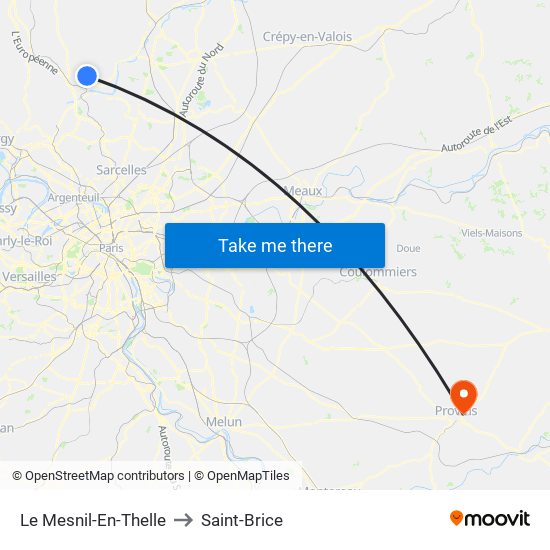 Le Mesnil-En-Thelle to Saint-Brice map