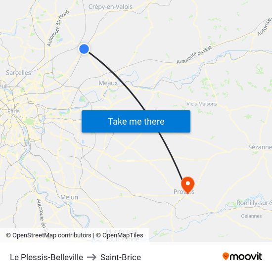 Le Plessis-Belleville to Saint-Brice map