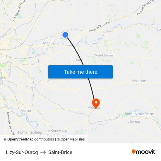 Lizy-Sur-Ourcq to Saint-Brice map