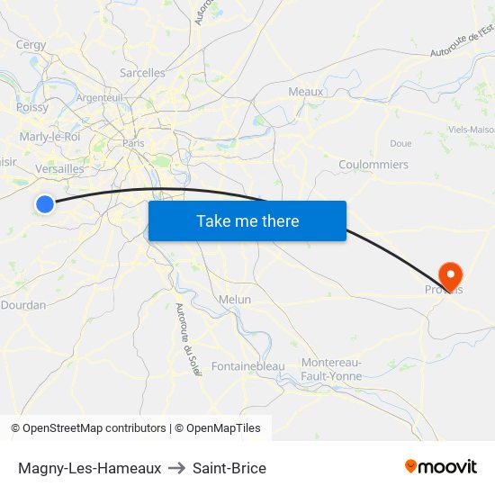 Magny-Les-Hameaux to Saint-Brice map