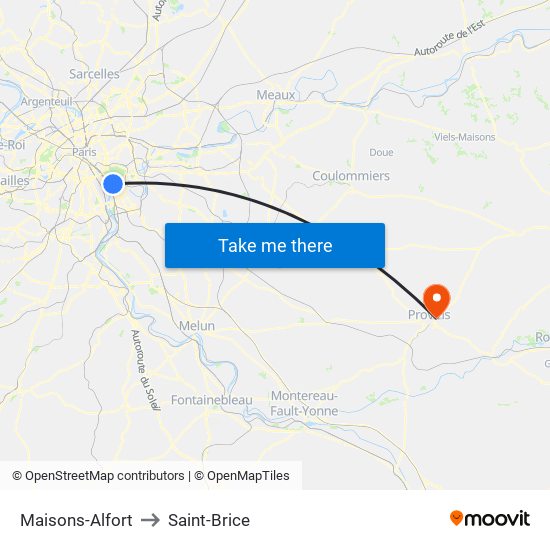 Maisons-Alfort to Saint-Brice map