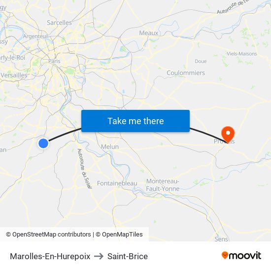 Marolles-En-Hurepoix to Saint-Brice map