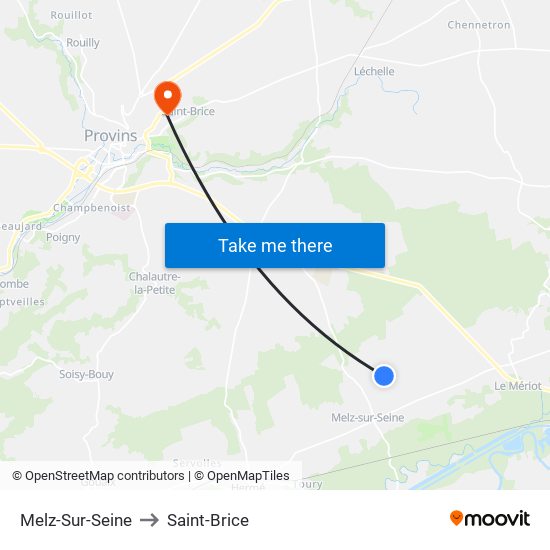 Melz-Sur-Seine to Saint-Brice map