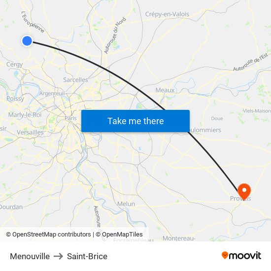 Menouville to Saint-Brice map