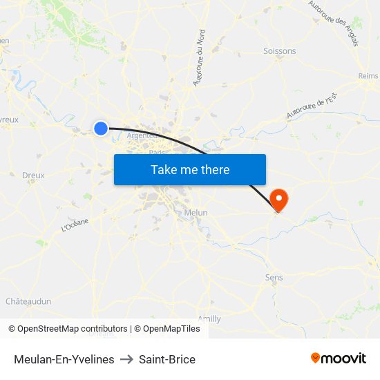 Meulan-En-Yvelines to Saint-Brice map