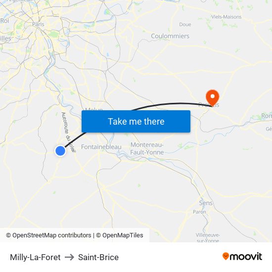 Milly-La-Foret to Saint-Brice map