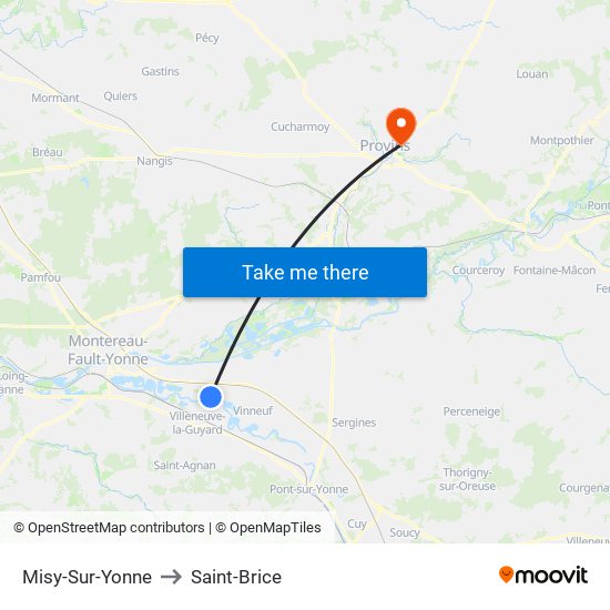 Misy-Sur-Yonne to Saint-Brice map