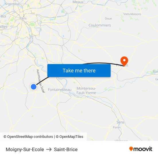 Moigny-Sur-Ecole to Saint-Brice map