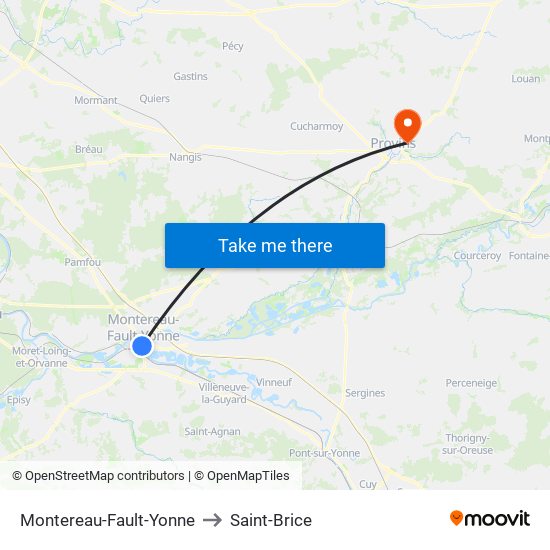 Montereau-Fault-Yonne to Saint-Brice map