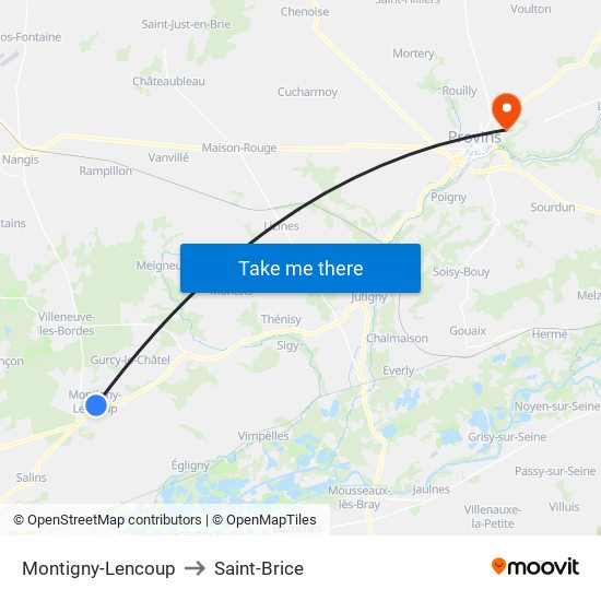 Montigny-Lencoup to Saint-Brice map