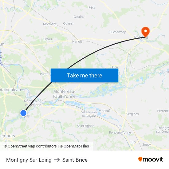 Montigny-Sur-Loing to Saint-Brice map