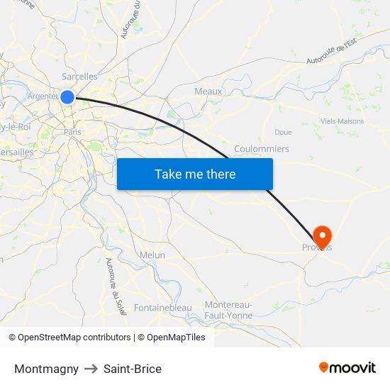 Montmagny to Saint-Brice map