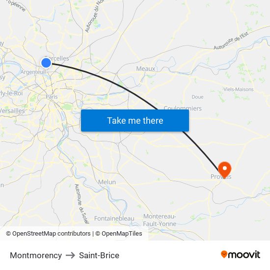 Montmorency to Saint-Brice map