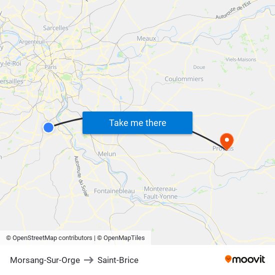 Morsang-Sur-Orge to Saint-Brice map