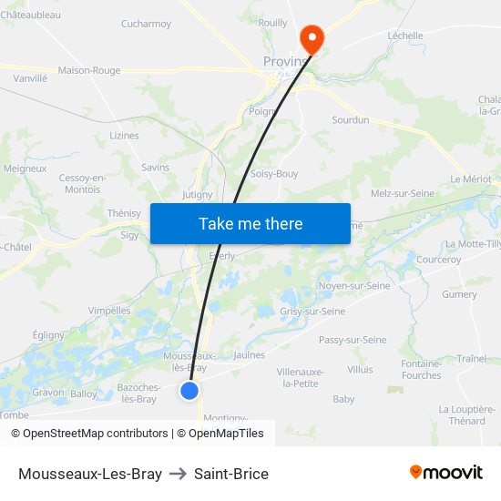 Mousseaux-Les-Bray to Saint-Brice map
