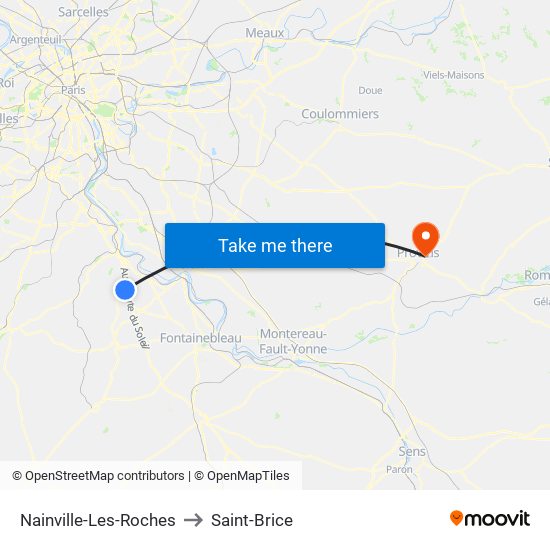 Nainville-Les-Roches to Saint-Brice map