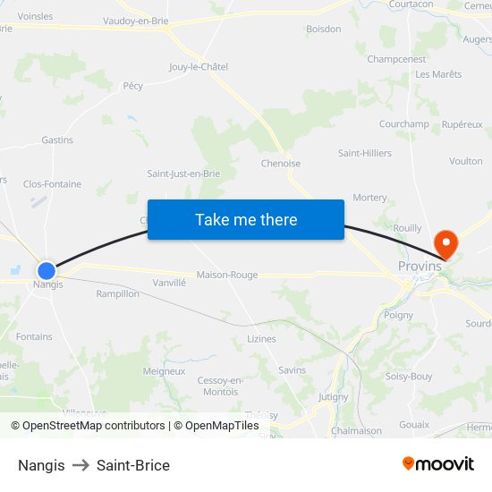 Nangis to Saint-Brice map