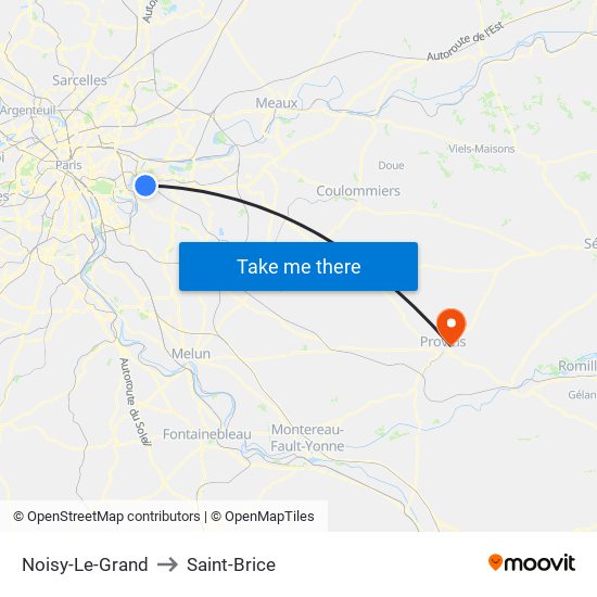 Noisy-Le-Grand to Saint-Brice map