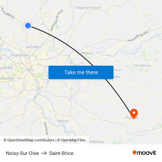 Noisy-Sur-Oise to Saint-Brice map