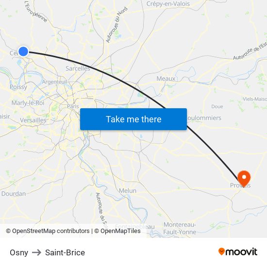 Osny to Saint-Brice map