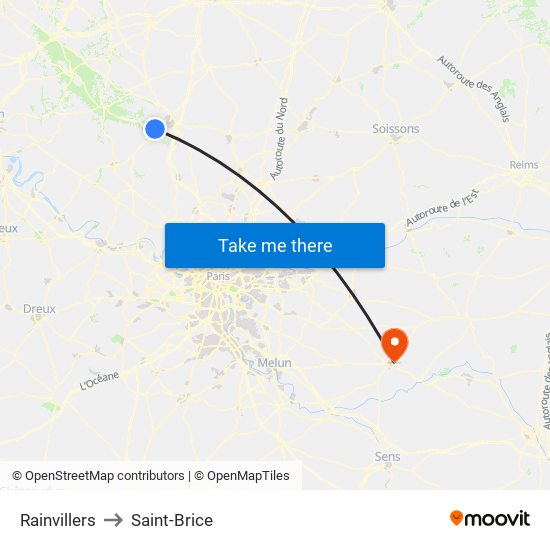 Rainvillers to Saint-Brice map