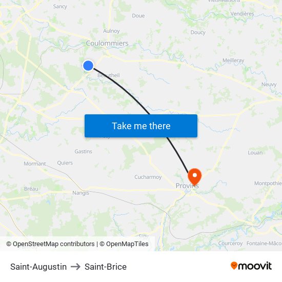 Saint-Augustin to Saint-Brice map