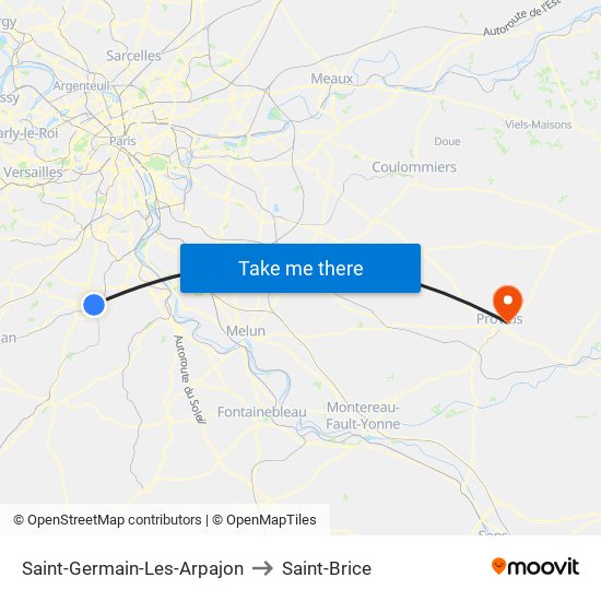 Saint-Germain-Les-Arpajon to Saint-Brice map