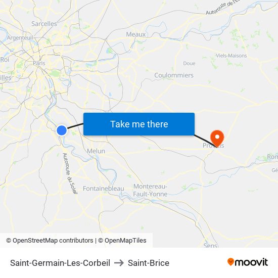 Saint-Germain-Les-Corbeil to Saint-Brice map