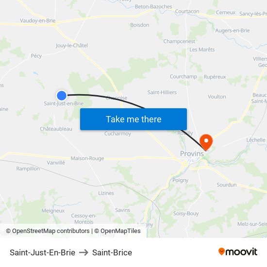 Saint-Just-En-Brie to Saint-Brice map