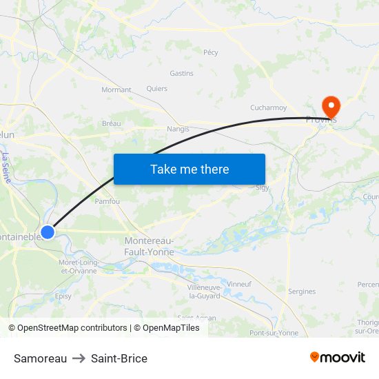 Samoreau to Saint-Brice map