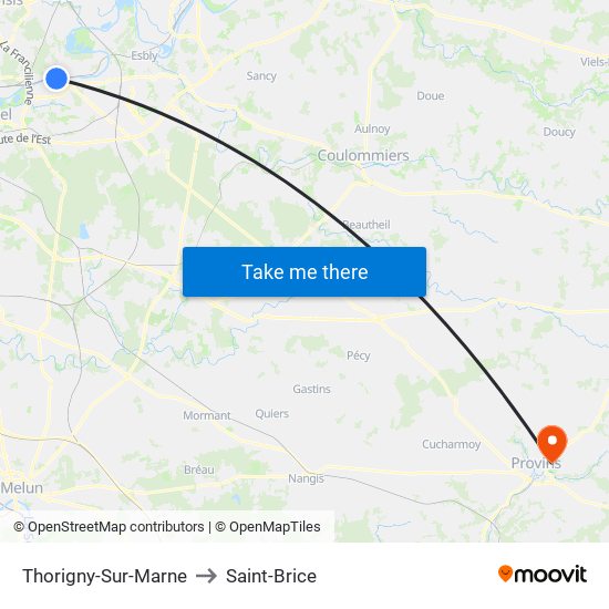 Thorigny-Sur-Marne to Saint-Brice map