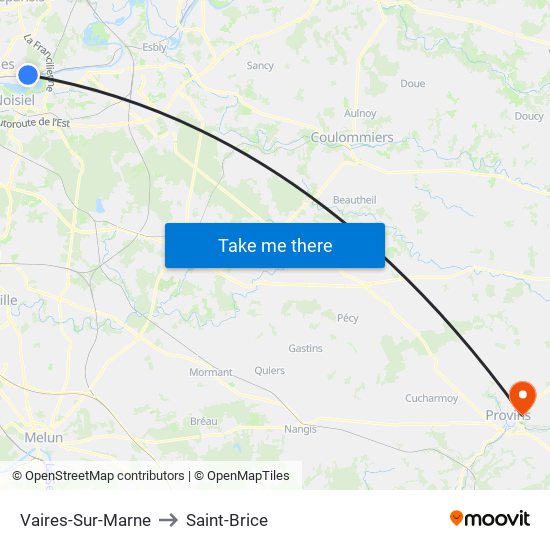 Vaires-Sur-Marne to Saint-Brice map