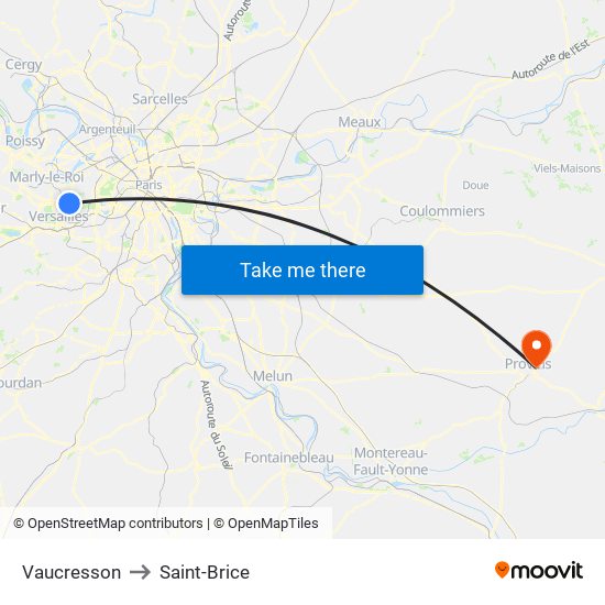 Vaucresson to Saint-Brice map