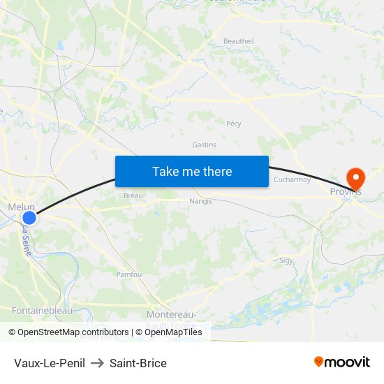 Vaux-Le-Penil to Saint-Brice map