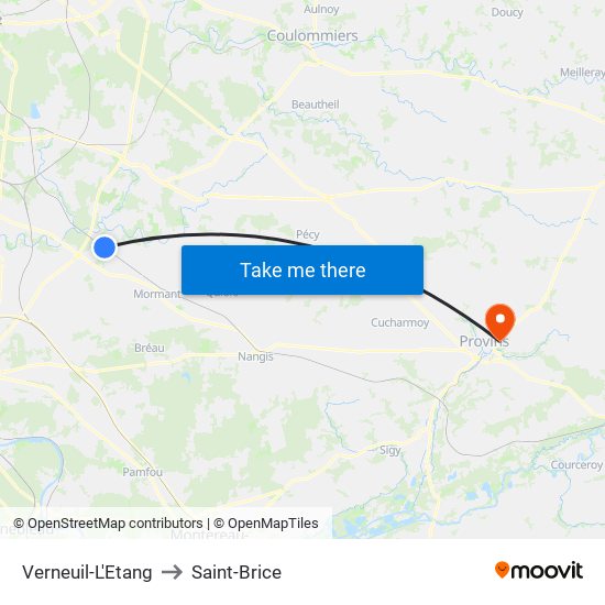 Verneuil-L'Etang to Saint-Brice map