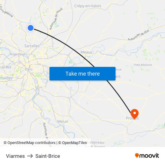 Viarmes to Saint-Brice map