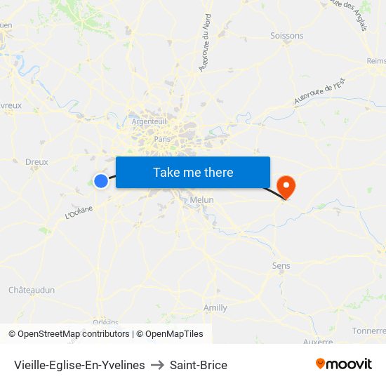 Vieille-Eglise-En-Yvelines to Saint-Brice map