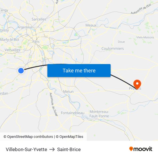 Villebon-Sur-Yvette to Saint-Brice map