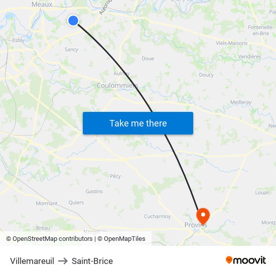 Villemareuil to Saint-Brice map