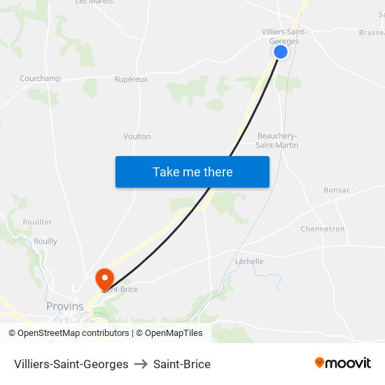 Villiers-Saint-Georges to Saint-Brice map