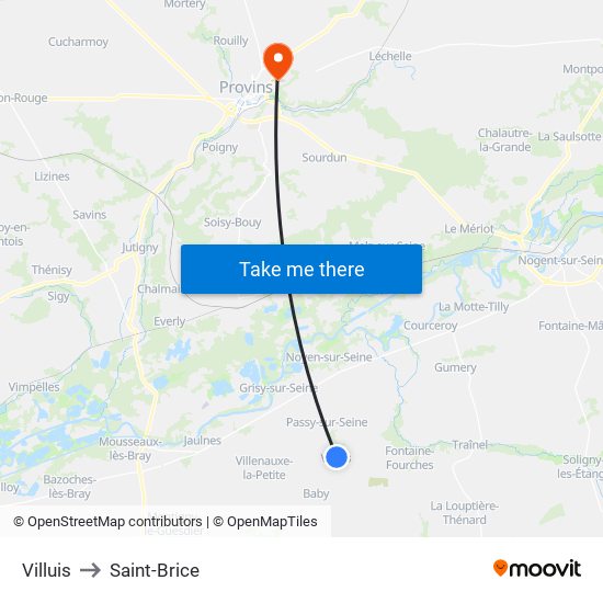 Villuis to Saint-Brice map