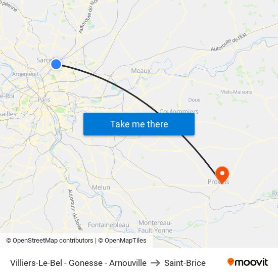 Villiers-Le-Bel - Gonesse - Arnouville to Saint-Brice map