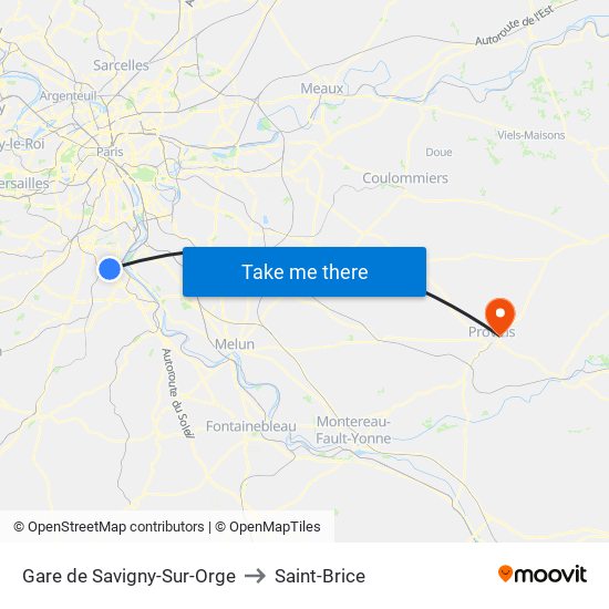 Gare de Savigny-Sur-Orge to Saint-Brice map