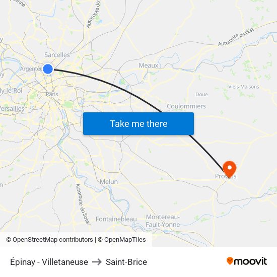 Épinay - Villetaneuse to Saint-Brice map