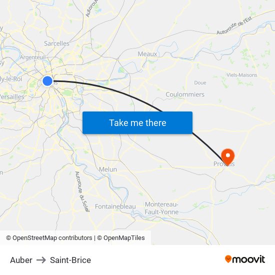 Auber to Saint-Brice map