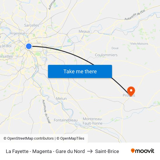 La Fayette - Magenta - Gare du Nord to Saint-Brice map