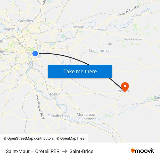 Saint-Maur – Créteil RER to Saint-Brice map
