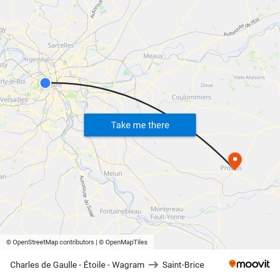 Charles de Gaulle - Étoile - Wagram to Saint-Brice map