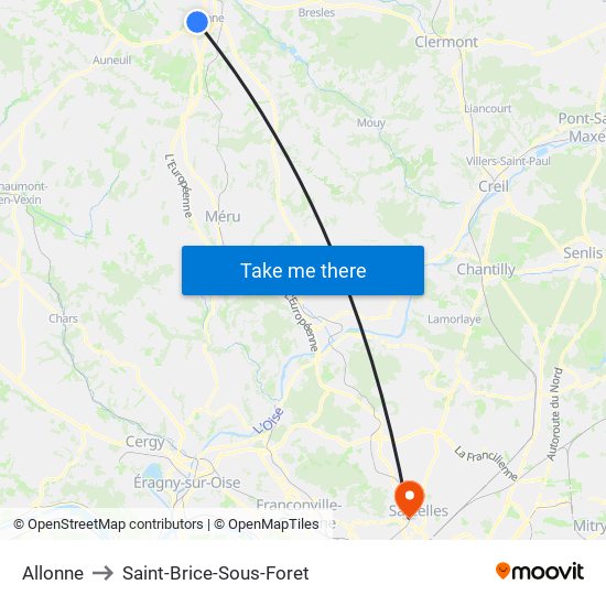 Allonne to Saint-Brice-Sous-Foret map