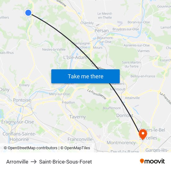 Arronville to Saint-Brice-Sous-Foret map